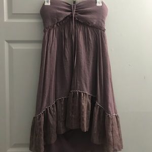 Purple strapless high/low dress